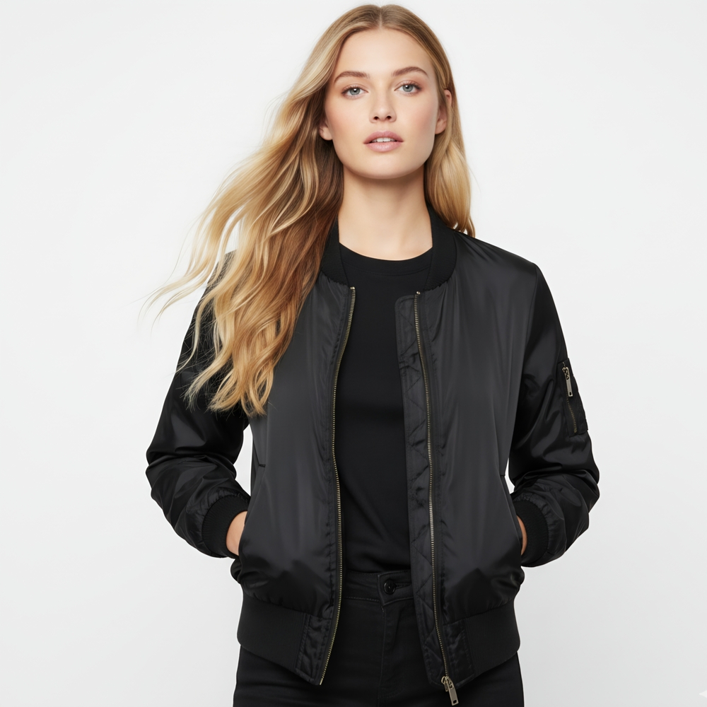 Charlotte Russe | Classic Black Bomber Jacket M
